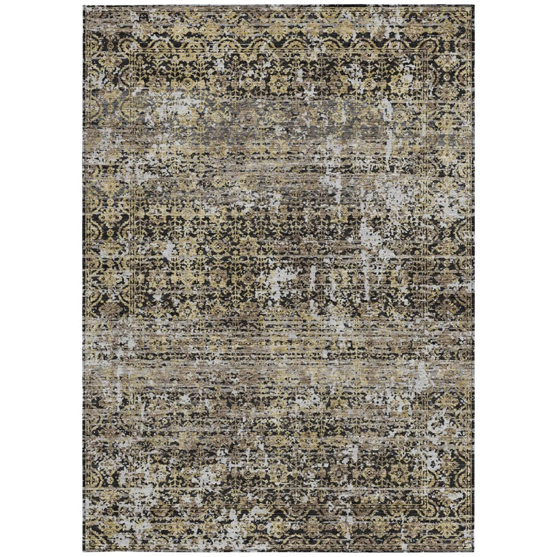 8' X 10' Black And Graphite Abstract Washable Indoor Outdoor Area Rug Homeroots Outdoor