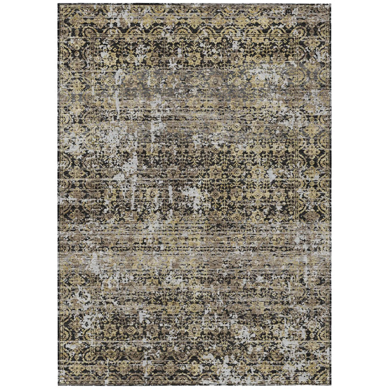 8' X 10' Black And Graphite Abstract Washable Indoor Outdoor Area Rug Homeroots Outdoor