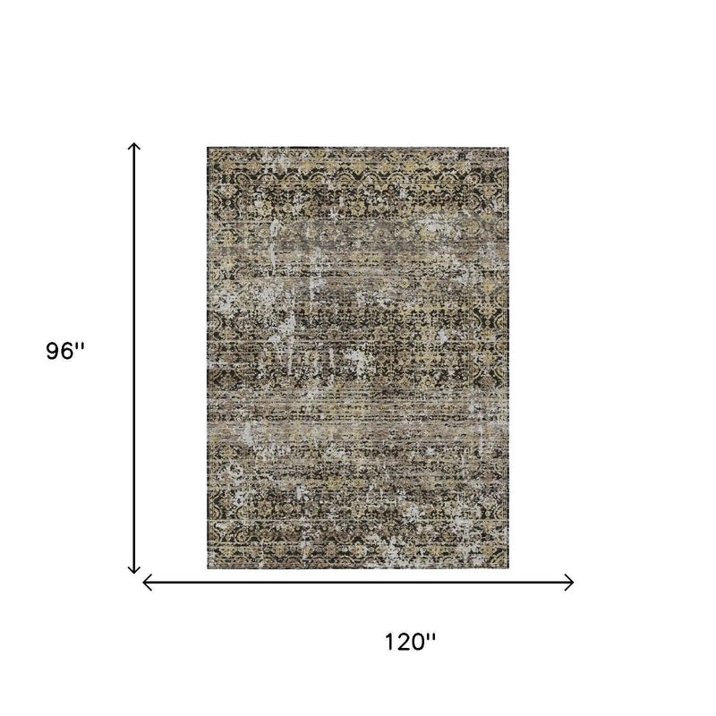 8' X 10' Black And Graphite Abstract Washable Indoor Outdoor Area Rug Homeroots Outdoor