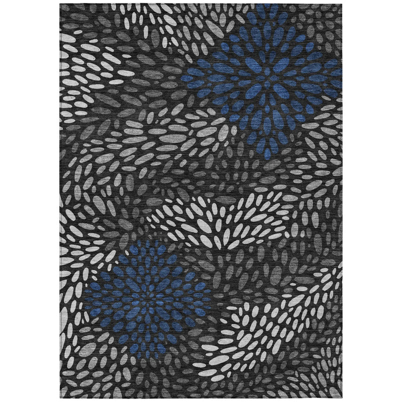 8' X 10' Black And Graphite Abstract Washable Indoor Outdoor Area Rug Homeroots Outdoor