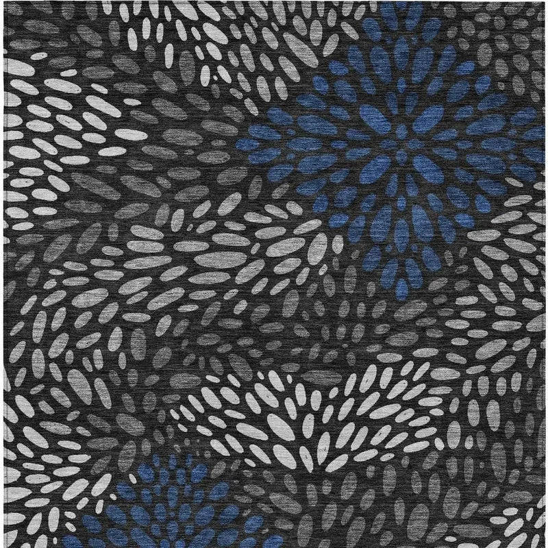 8' X 10' Black And Graphite Abstract Washable Indoor Outdoor Area Rug Homeroots Outdoor
