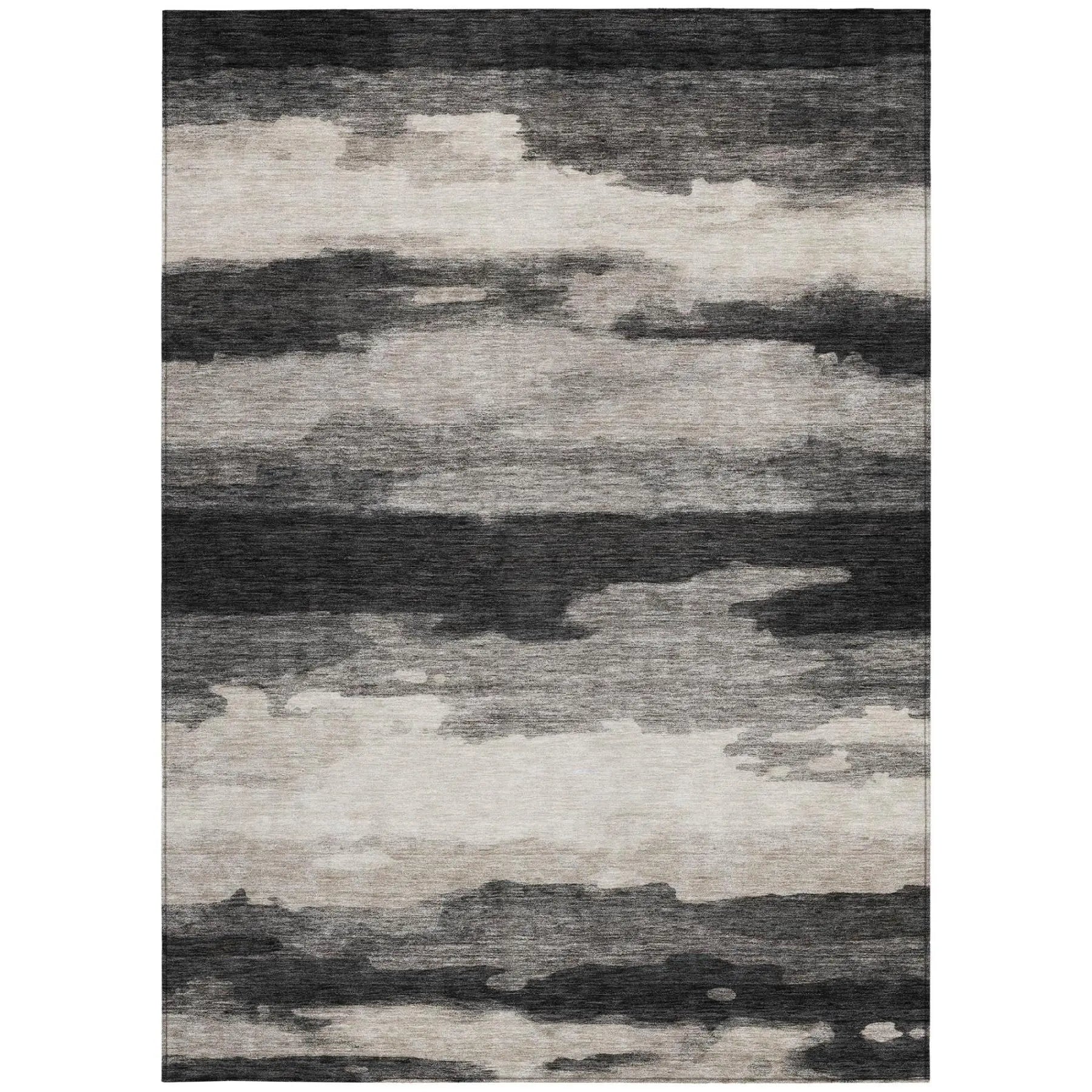 8' X 10' Black And Graphite Abstract Washable Indoor Outdoor Area Rug Homeroots Outdoor