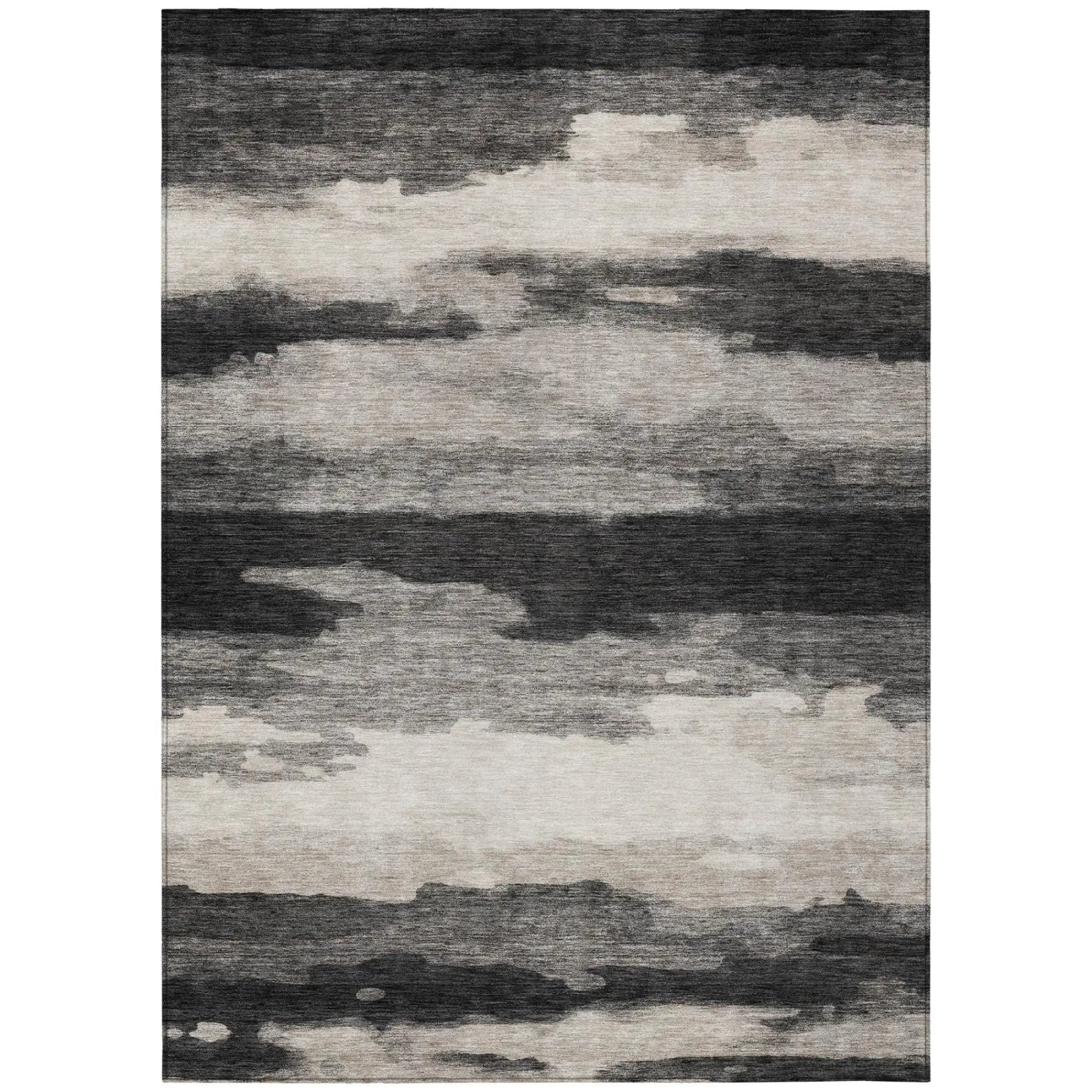 8' X 10' Black And Graphite Abstract Washable Indoor Outdoor Area Rug Homeroots Outdoor