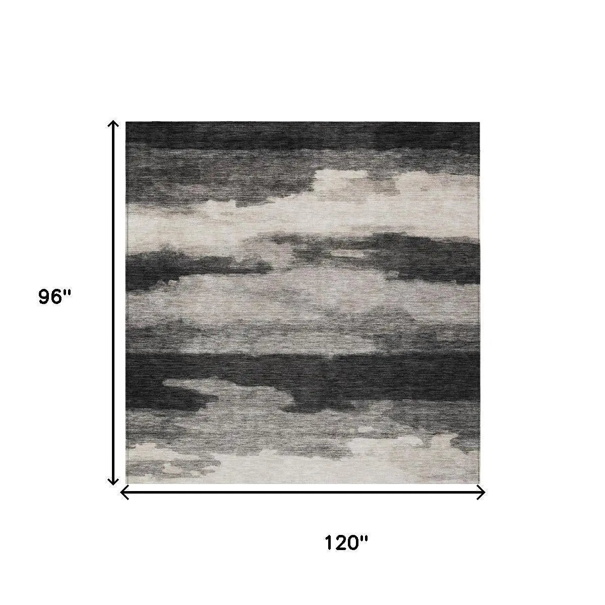 8' X 10' Black And Graphite Abstract Washable Indoor Outdoor Area Rug Homeroots Outdoor