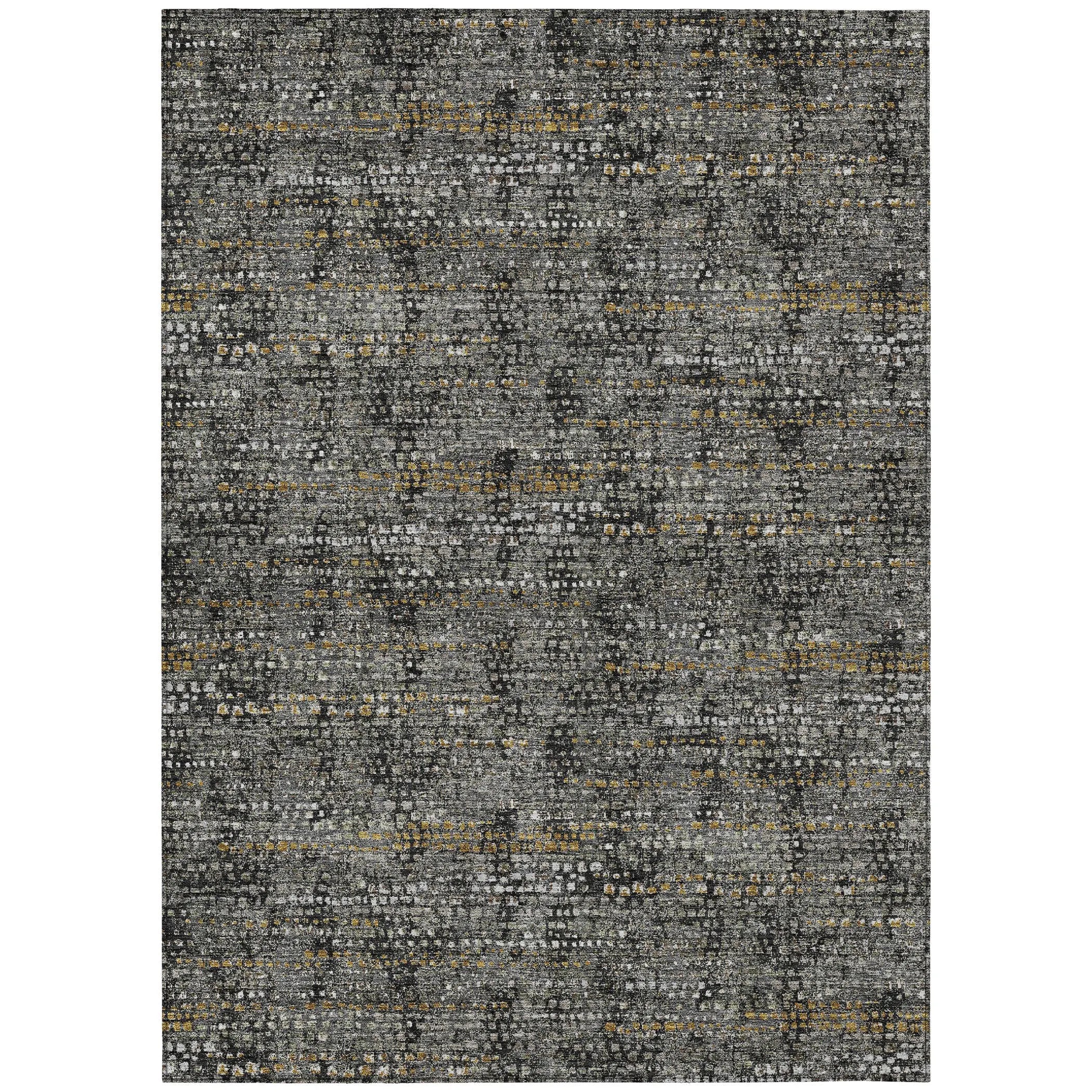 8' X 10' Black And Graphite Abstract Washable Indoor Outdoor Area Rug Homeroots Outdoor