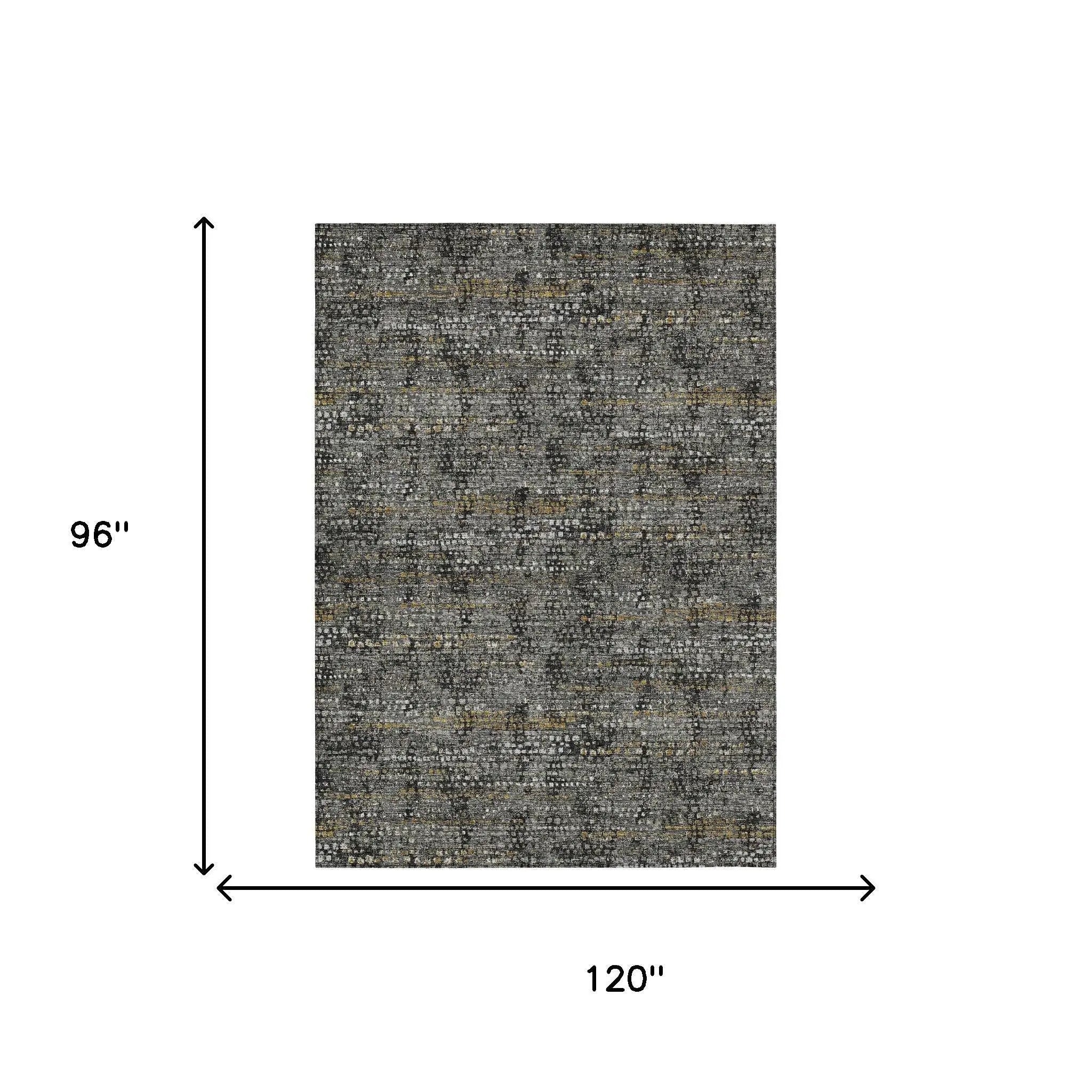 8' X 10' Black And Graphite Abstract Washable Indoor Outdoor Area Rug Homeroots Outdoor