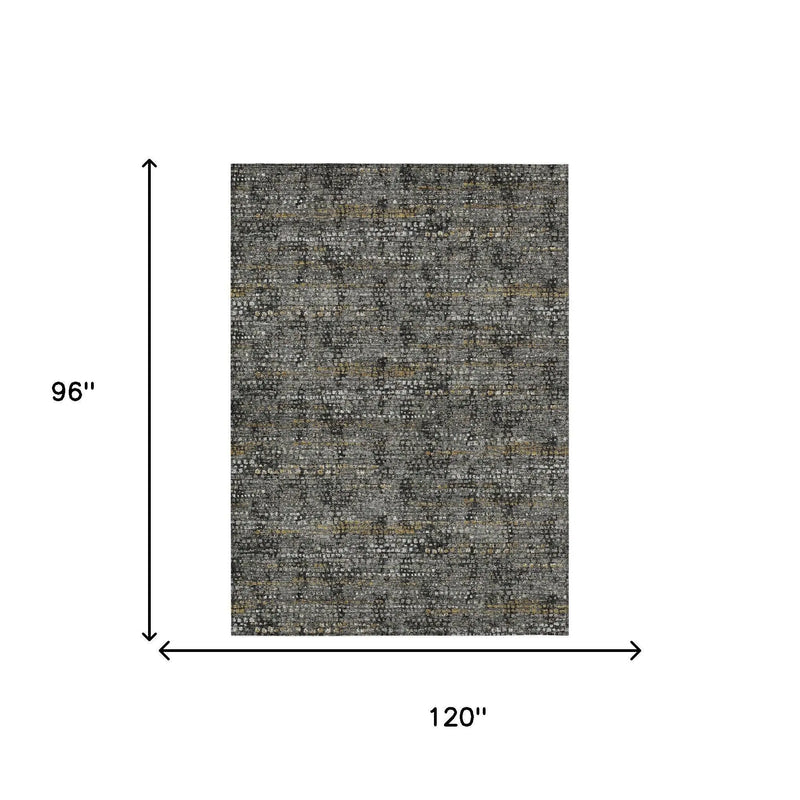 8' X 10' Black And Graphite Abstract Washable Indoor Outdoor Area Rug Homeroots Outdoor