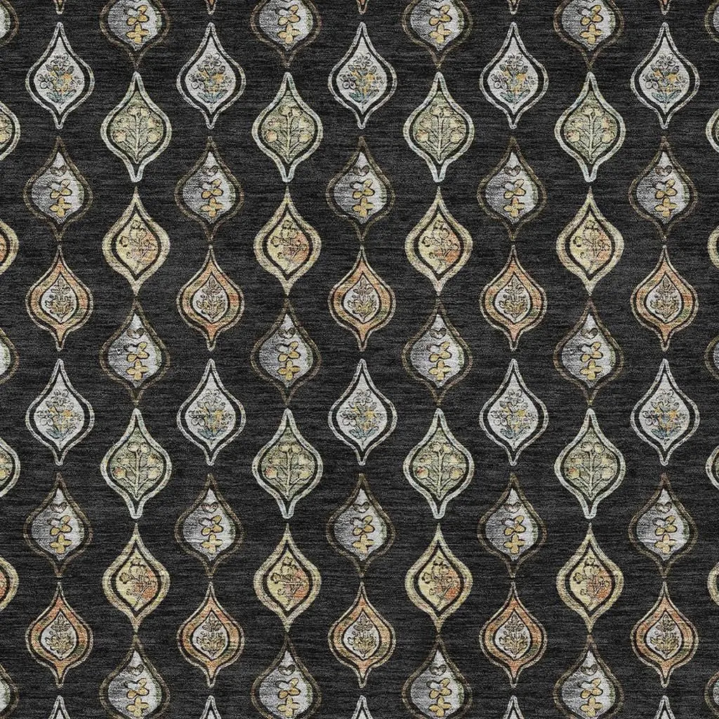 8' X 10' Black And Graphite Floral Washable Indoor Outdoor Area Rug Homeroots Outdoor