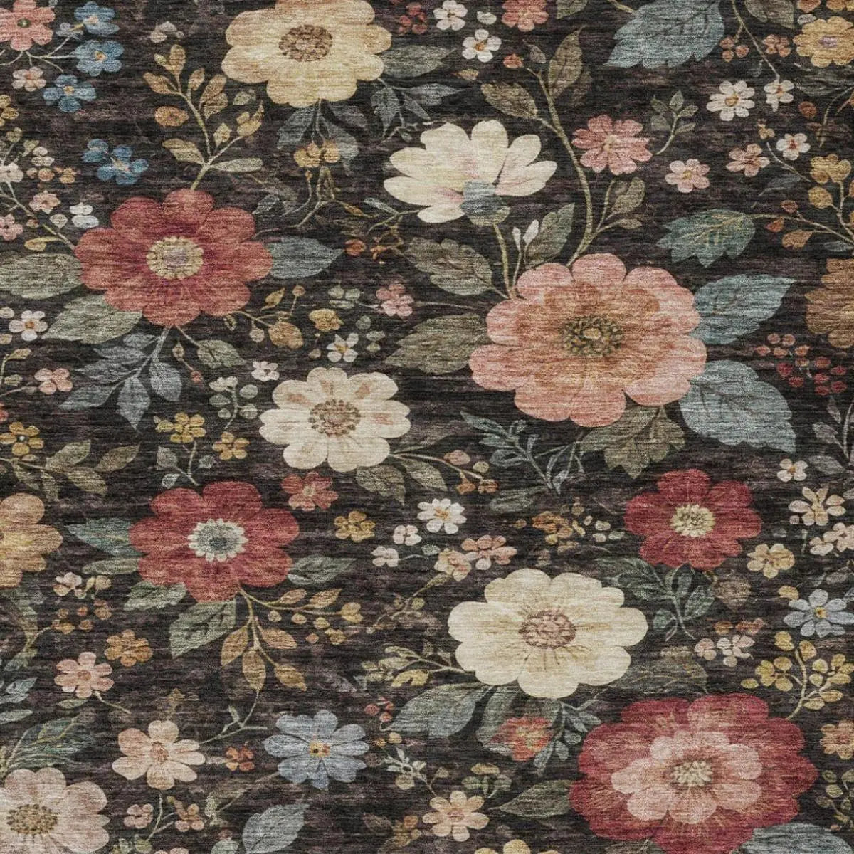8' X 10' Black And Graphite Floral Washable Indoor Outdoor Area Rug Homeroots Outdoor