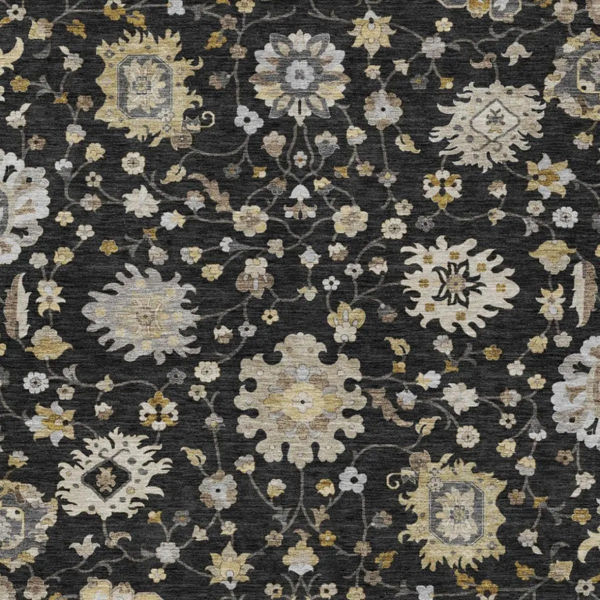 8' X 10' Black And Graphite Floral Washable Indoor Outdoor Area Rug Homeroots Outdoor