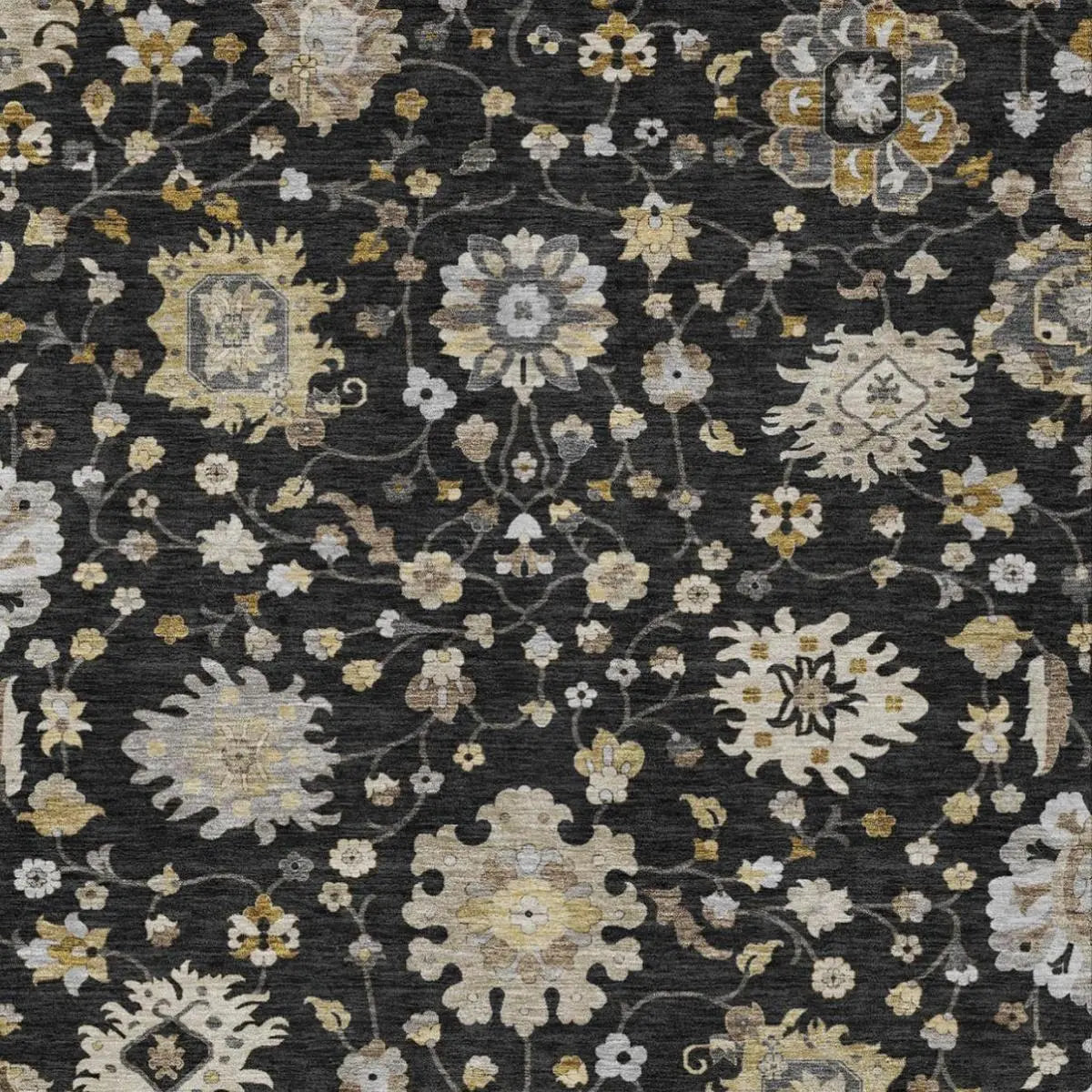 8' X 10' Black And Graphite Floral Washable Indoor Outdoor Area Rug Homeroots Outdoor