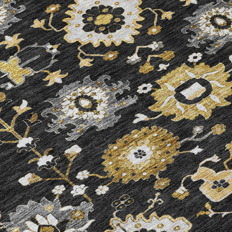 8' X 10' Black And Graphite Geometric Washable Indoor Outdoor Area Rug Homeroots Outdoor