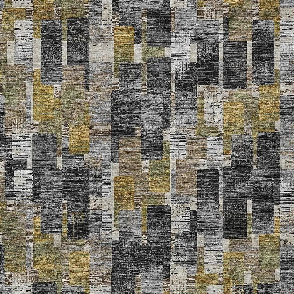 8' X 10' Black And Graphite Geometric Washable Indoor Outdoor Area Rug Homeroots Outdoor