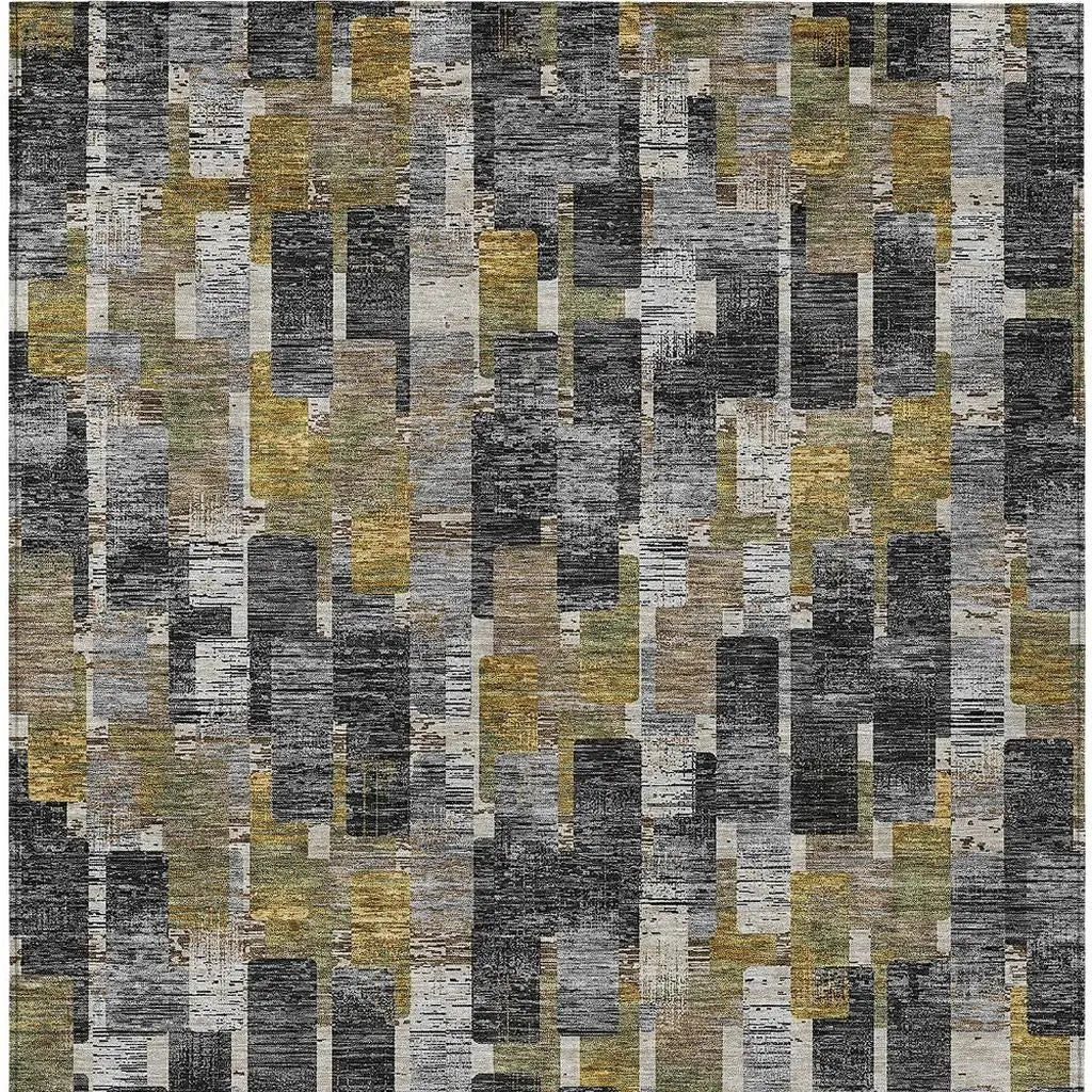 8' X 10' Black And Graphite Geometric Washable Indoor Outdoor Area Rug Homeroots Outdoor