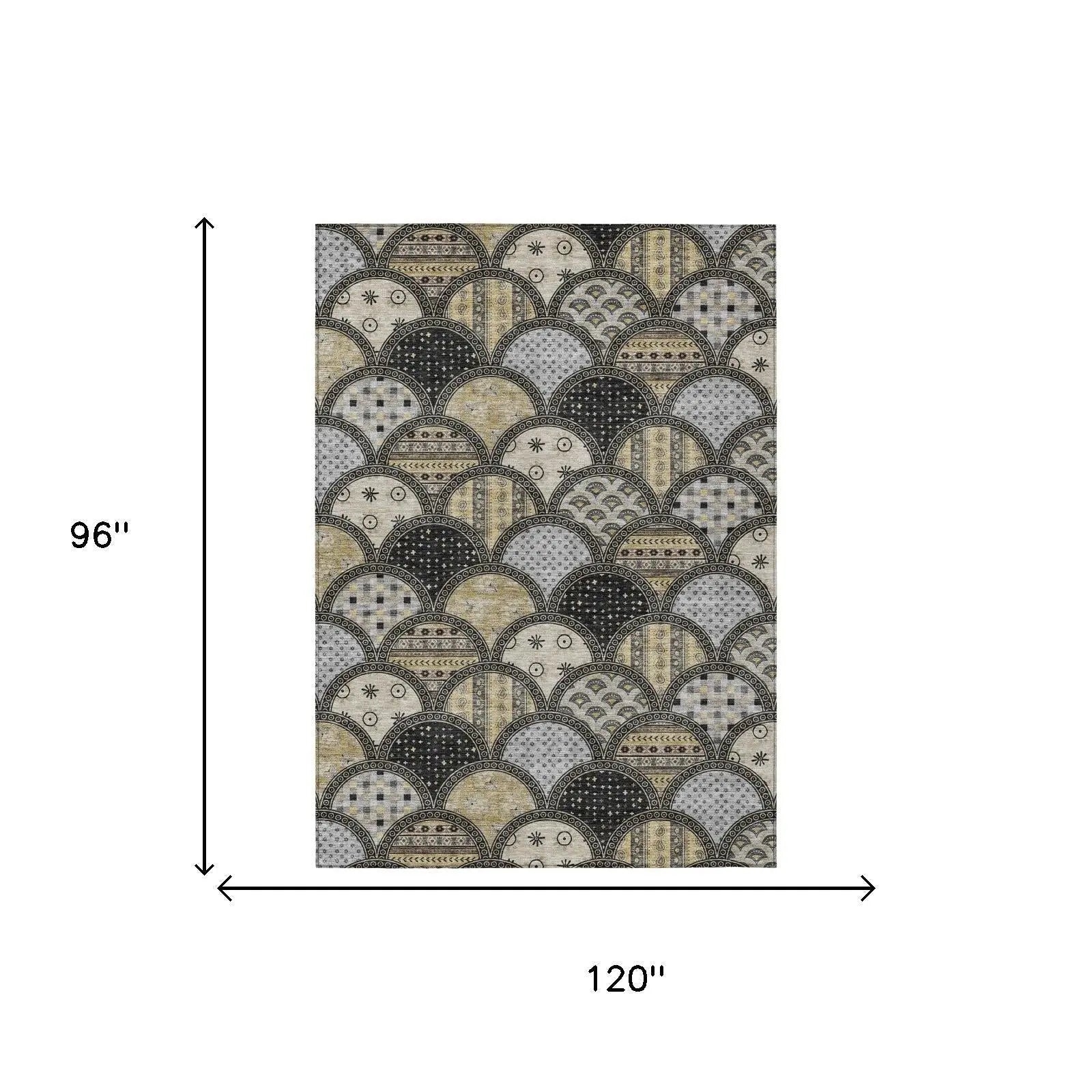 8' X 10' Black And Graphite Geometric Washable Indoor Outdoor Area Rug Homeroots Outdoor