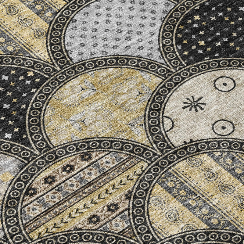 8' X 10' Black And Graphite Geometric Washable Indoor Outdoor Area Rug Homeroots Outdoor