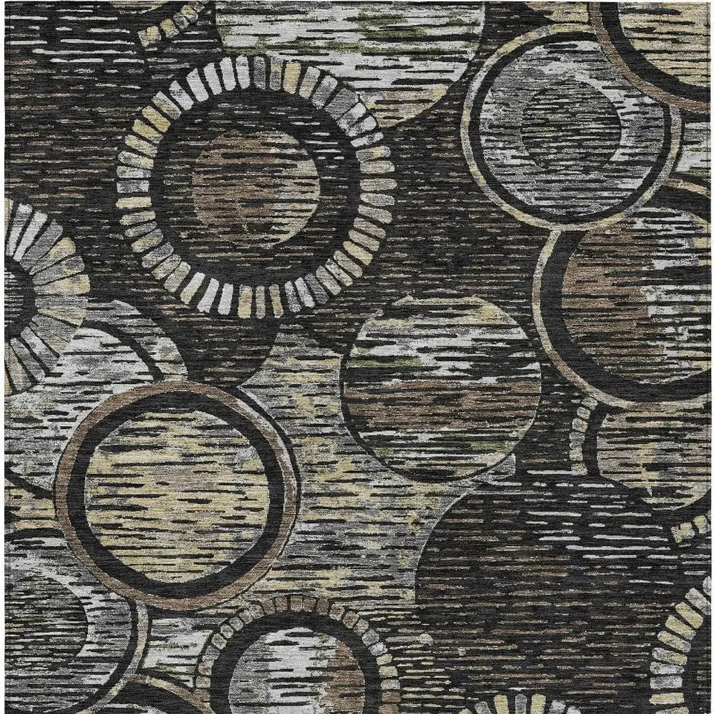 8' X 10' Black And Graphite Geometric Washable Indoor Outdoor Area Rug Homeroots Outdoor