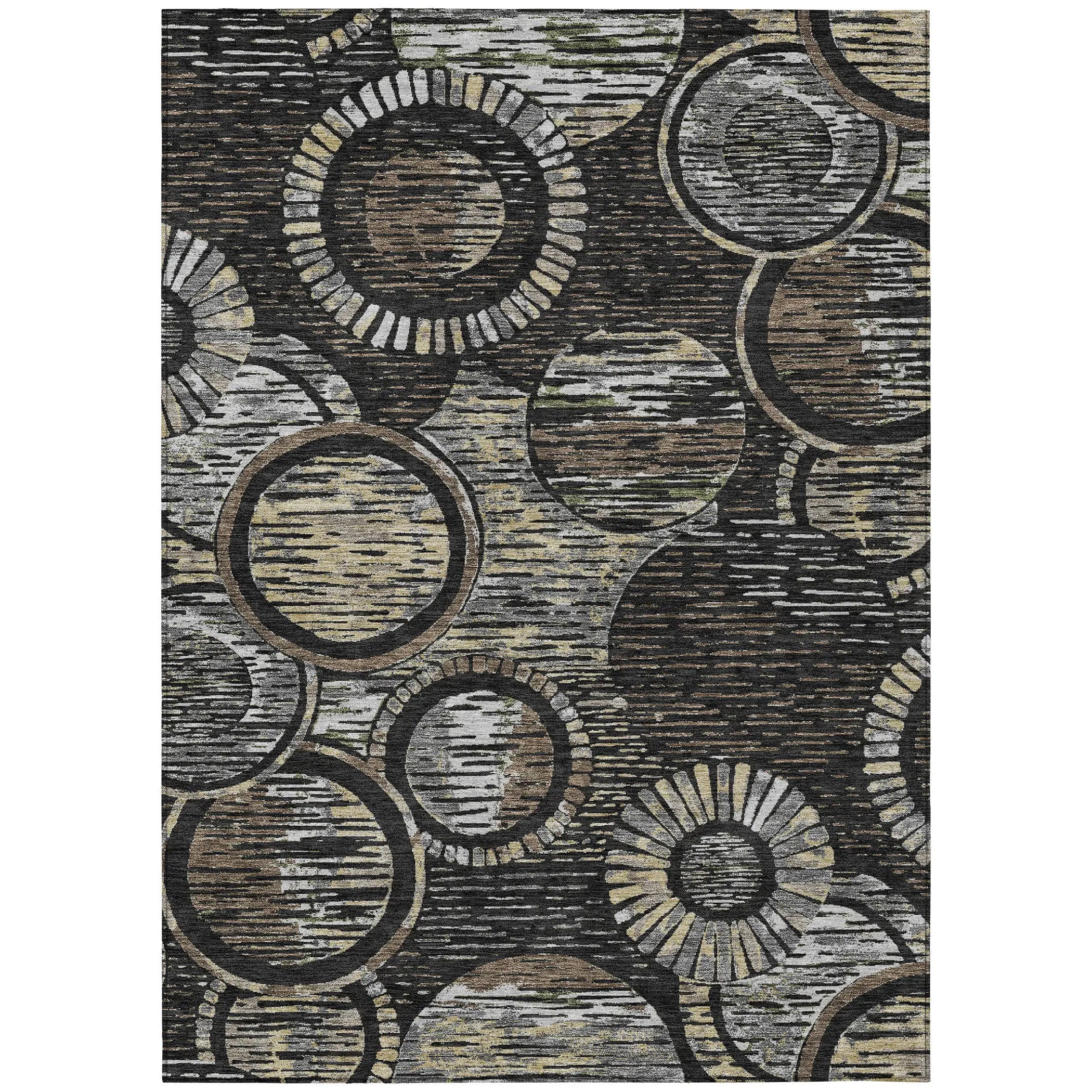 8' X 10' Black And Graphite Geometric Washable Indoor Outdoor Area Rug Homeroots Outdoor
