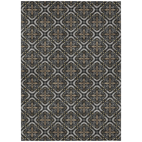 8' X 10' Black And Graphite Geometric Washable Indoor Outdoor Area Rug Homeroots Outdoor