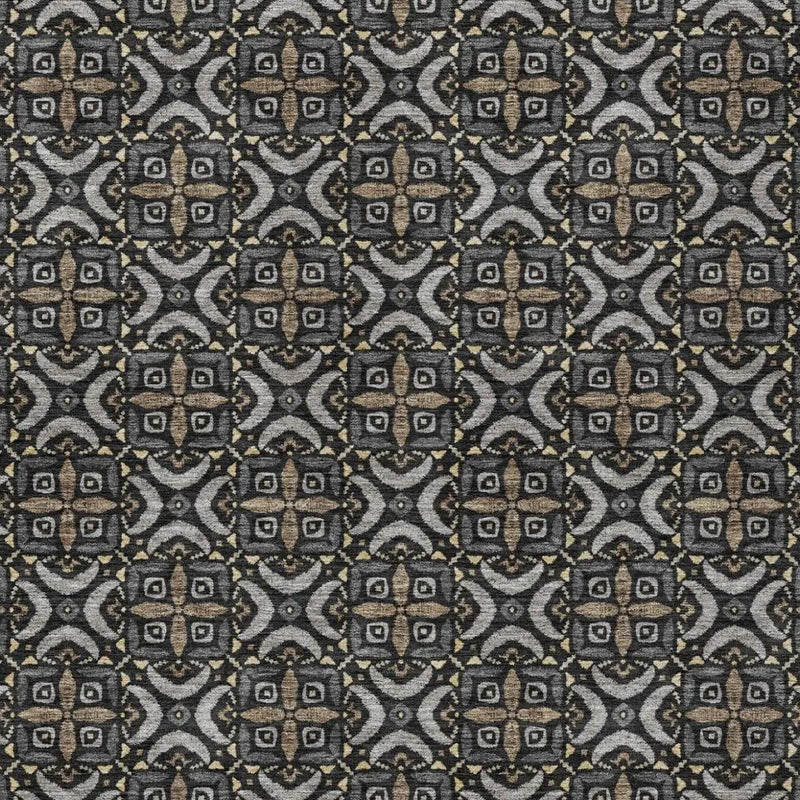 8' X 10' Black And Graphite Geometric Washable Indoor Outdoor Area Rug Homeroots Outdoor