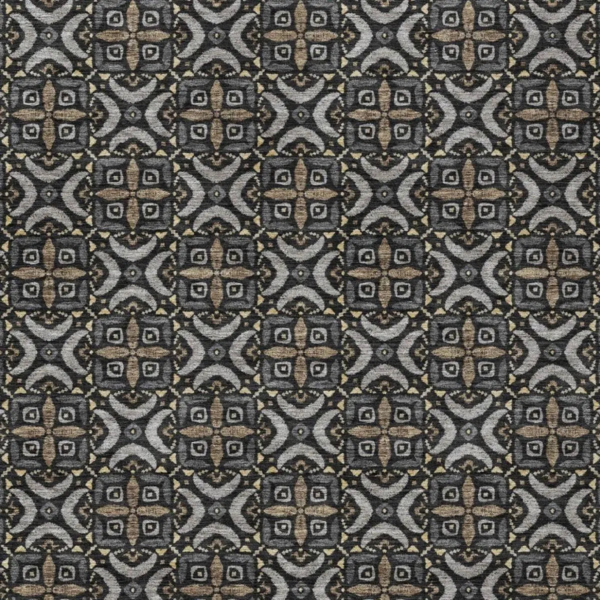 8' X 10' Black And Graphite Geometric Washable Indoor Outdoor Area Rug Homeroots Outdoor