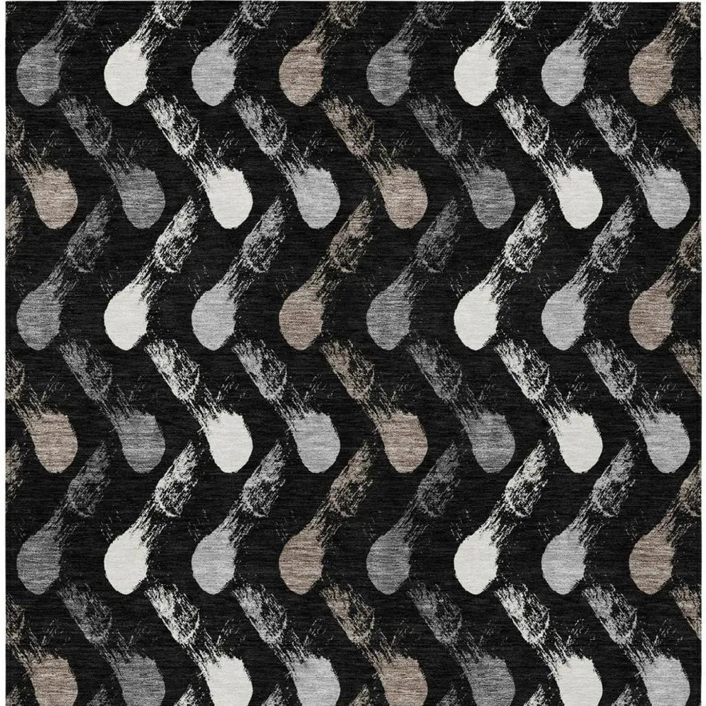 8' X 10' Black And Graphite Geometric Washable Indoor Outdoor Area Rug Homeroots Outdoor