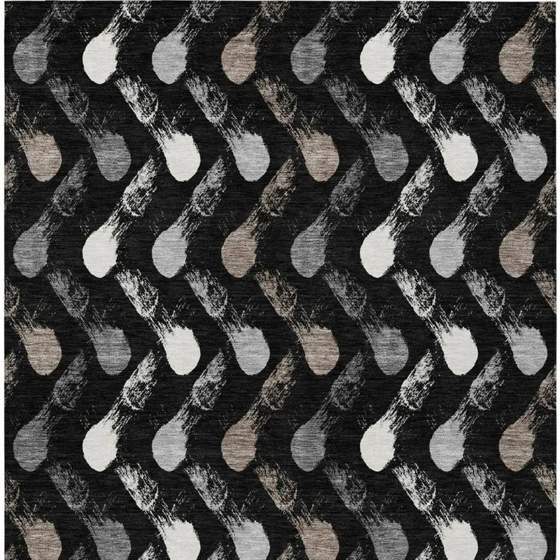 8' X 10' Black And Graphite Geometric Washable Indoor Outdoor Area Rug Homeroots Outdoor