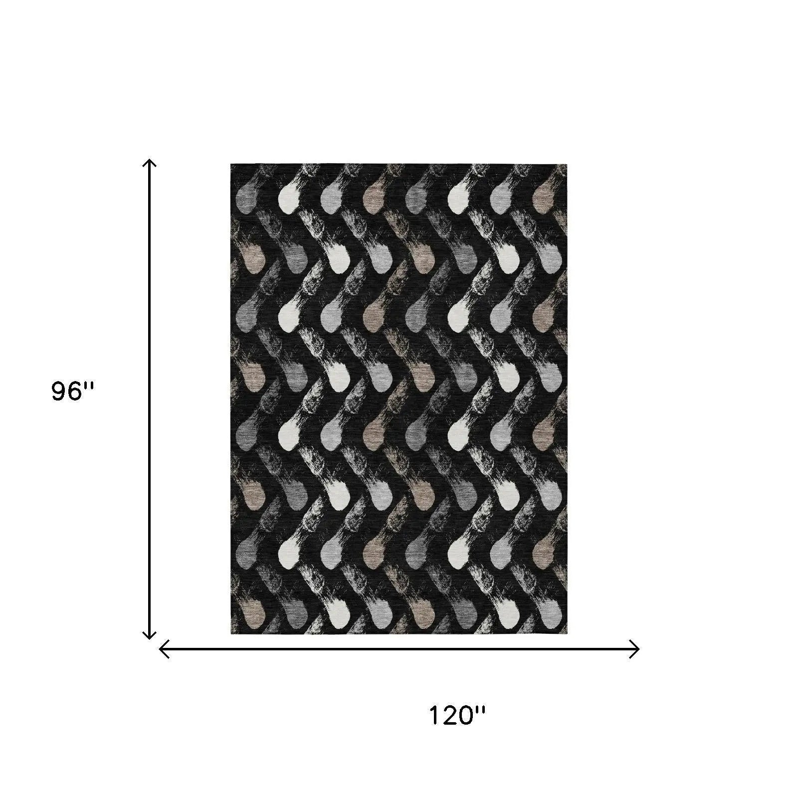 8' X 10' Black And Graphite Geometric Washable Indoor Outdoor Area Rug Homeroots Outdoor