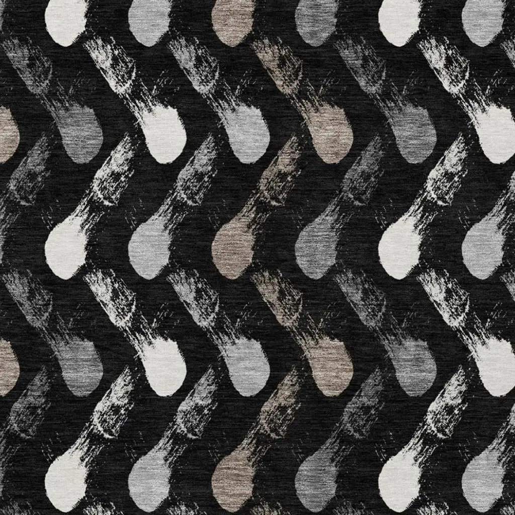 8' X 10' Black And Graphite Geometric Washable Indoor Outdoor Area Rug Homeroots Outdoor