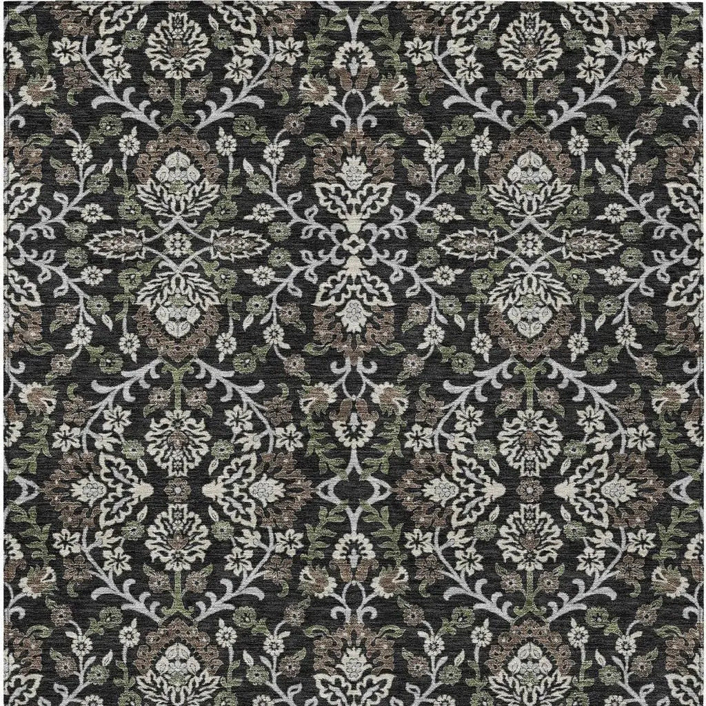 8' X 10' Black And Graphite Geometric Washable Indoor Outdoor Area Rug Homeroots Outdoor