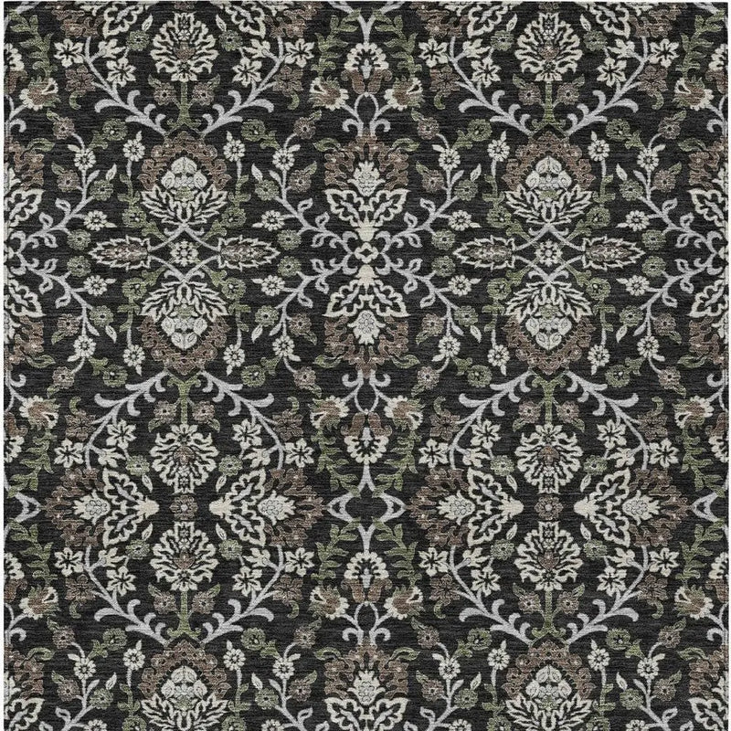 8' X 10' Black And Graphite Geometric Washable Indoor Outdoor Area Rug Homeroots Outdoor