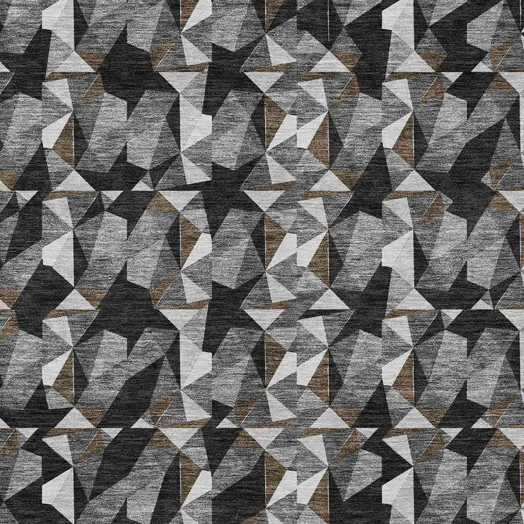8' X 10' Black And Graphite Geometric Washable Indoor Outdoor Area Rug Homeroots Outdoor