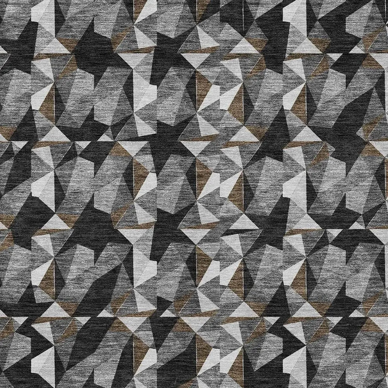 8' X 10' Black And Graphite Geometric Washable Indoor Outdoor Area Rug Homeroots Outdoor