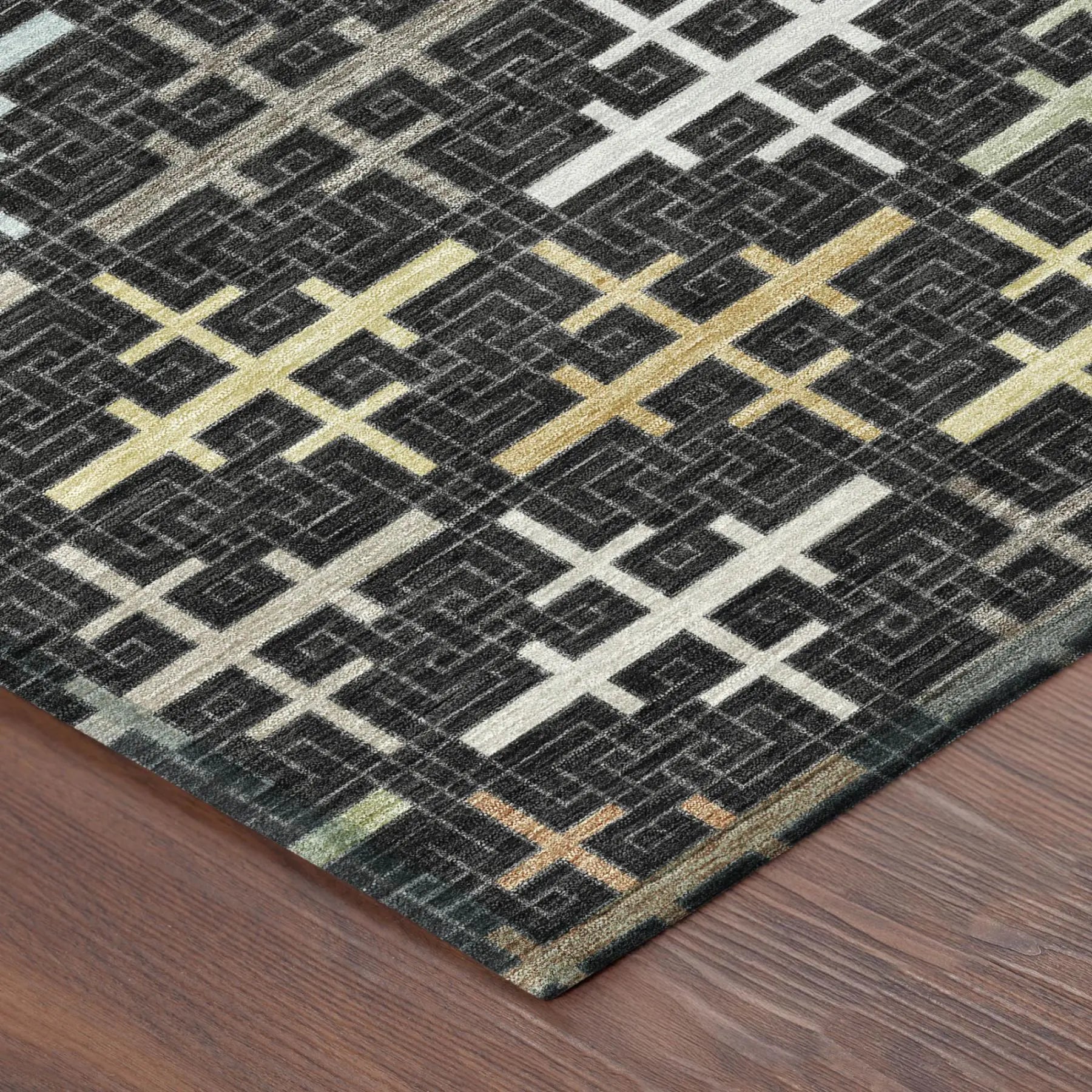 8' X 10' Black And Graphite Geometric Washable Indoor Outdoor Area Rug Homeroots Outdoor