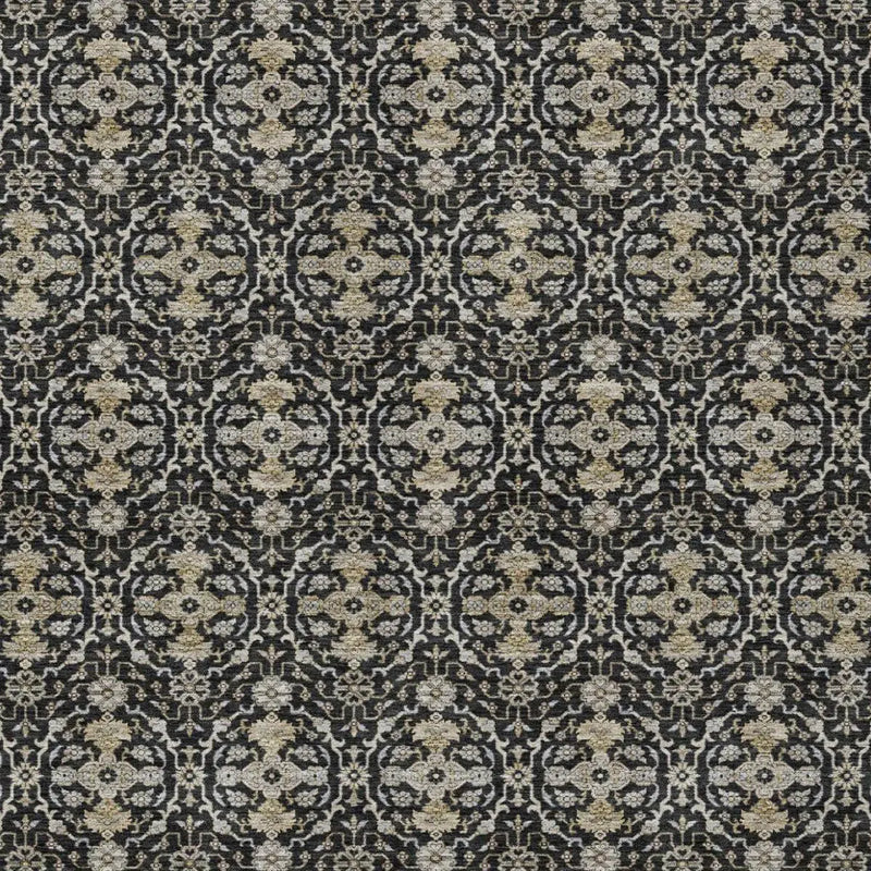 8' X 10' Black And Graphite Oriental Washable Indoor Outdoor Area Rug Homeroots Outdoor