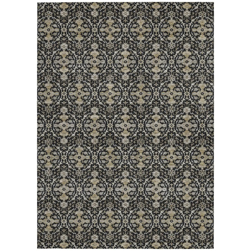 8' X 10' Black And Graphite Oriental Washable Indoor Outdoor Area Rug Homeroots Outdoor