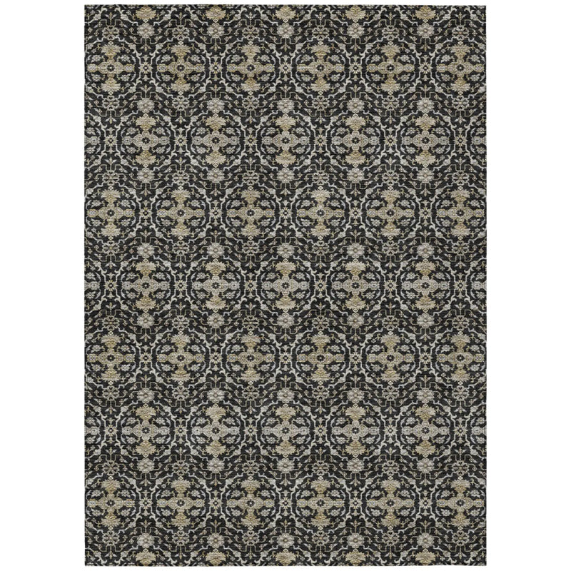 8' X 10' Black And Graphite Oriental Washable Indoor Outdoor Area Rug Homeroots Outdoor