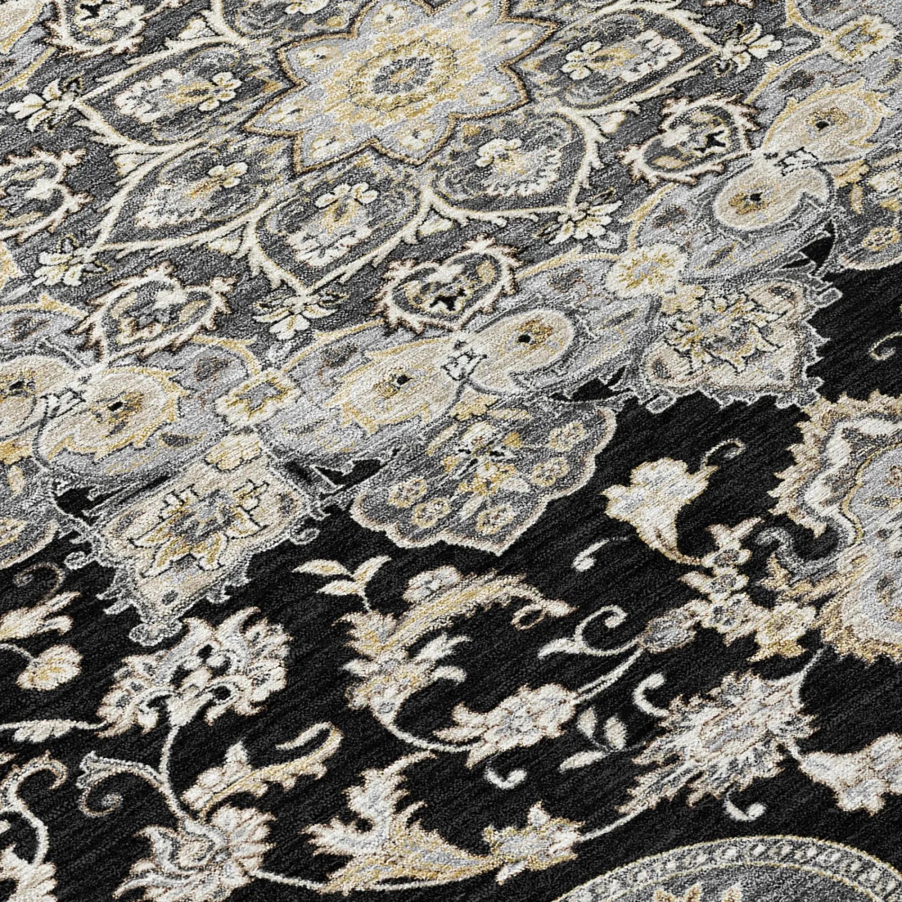 8' X 10' Black And Graphite Oriental Washable Indoor Outdoor Area Rug Homeroots Outdoor