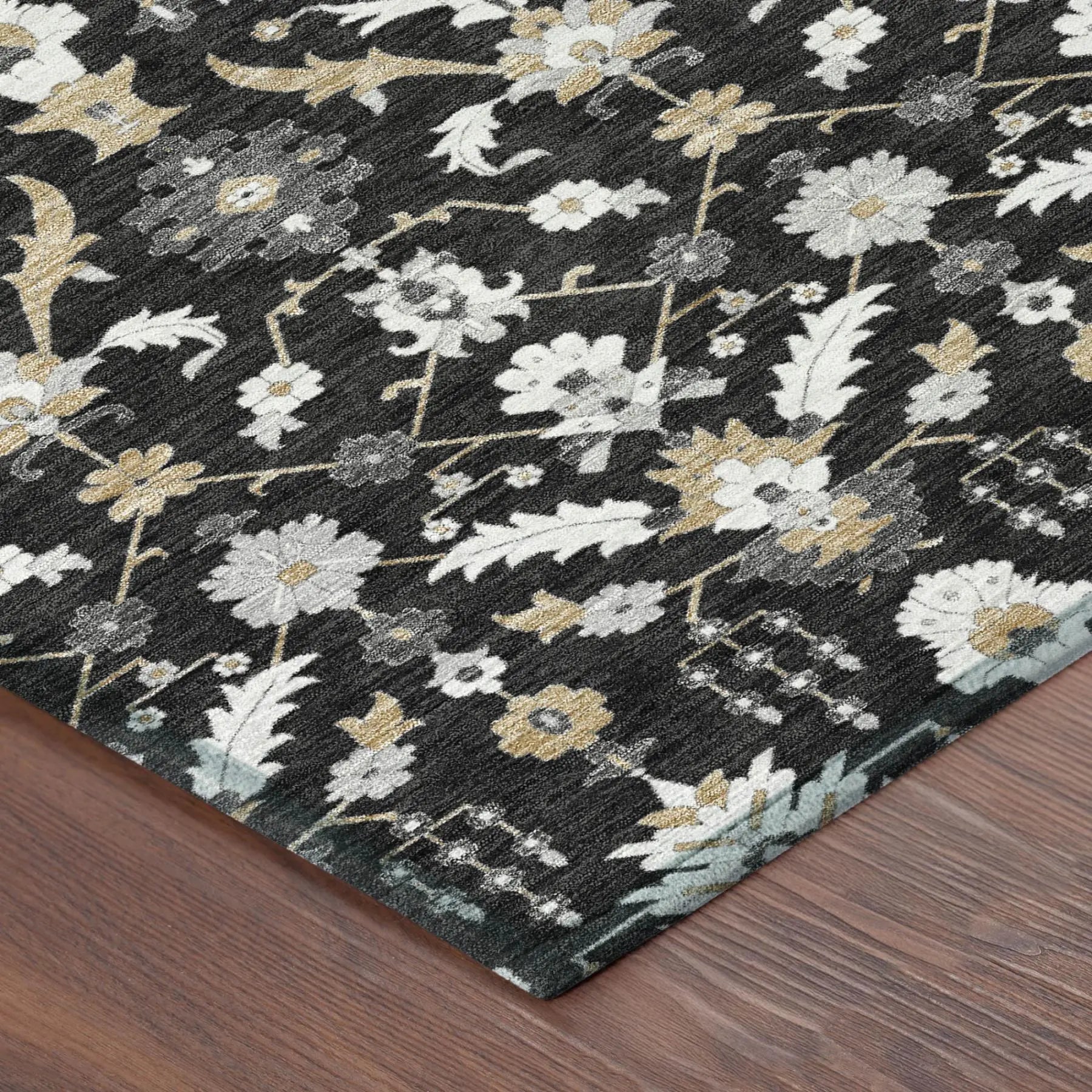 8' X 10' Black And Graphite Oriental Washable Indoor Outdoor Area Rug Homeroots Outdoor
