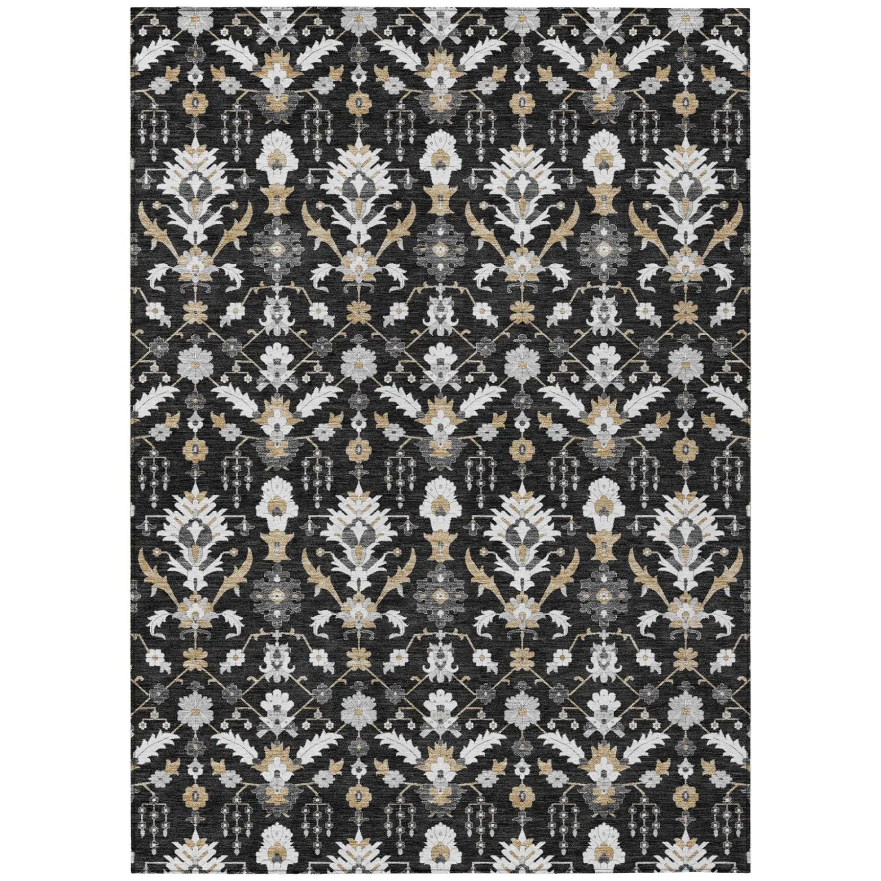 8' X 10' Black And Graphite Oriental Washable Indoor Outdoor Area Rug Homeroots Outdoor