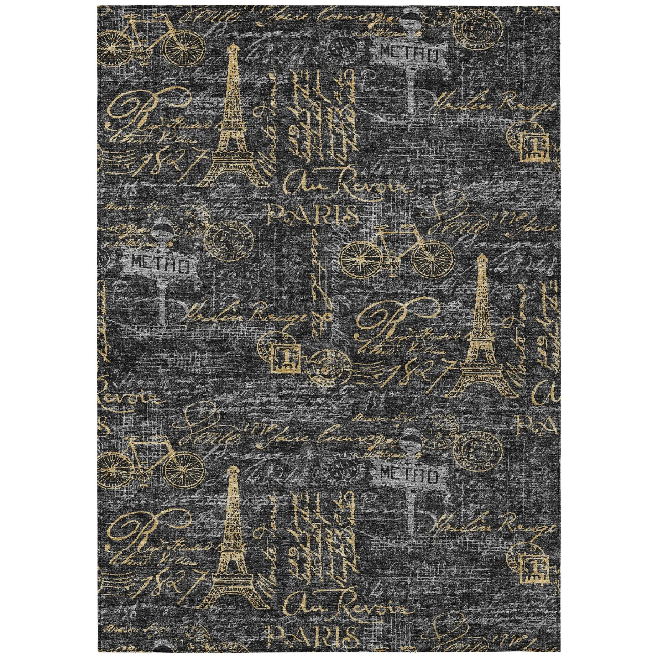 8' X 10' Black And Graphite Southwestern Washable Indoor Outdoor Area Rug Homeroots Outdoor