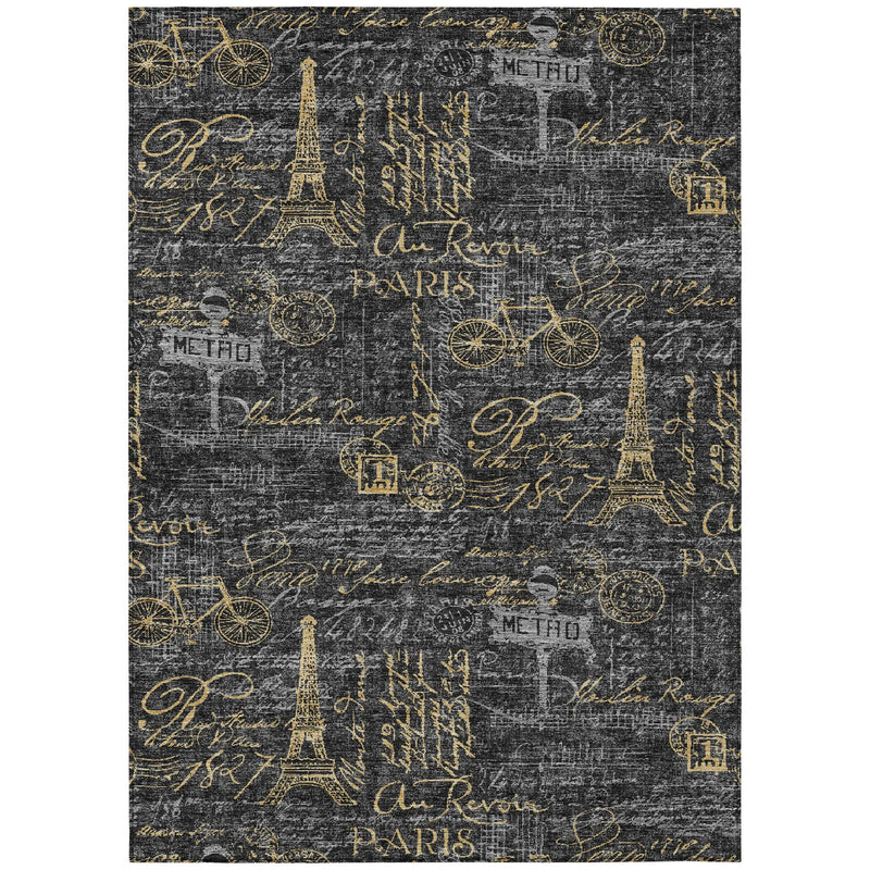 8' X 10' Black And Graphite Southwestern Washable Indoor Outdoor Area Rug Homeroots Outdoor