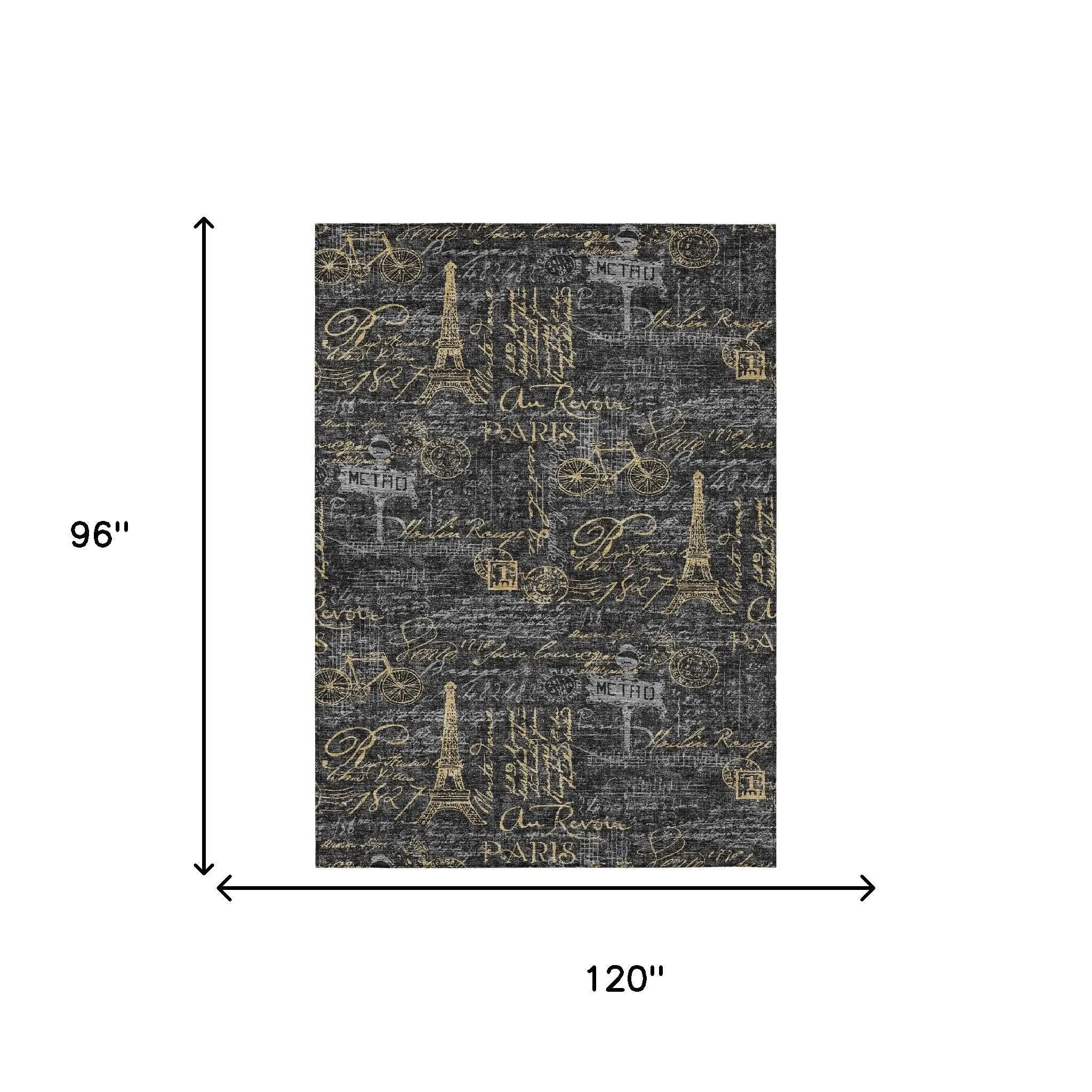 8' X 10' Black And Graphite Southwestern Washable Indoor Outdoor Area Rug Homeroots Outdoor
