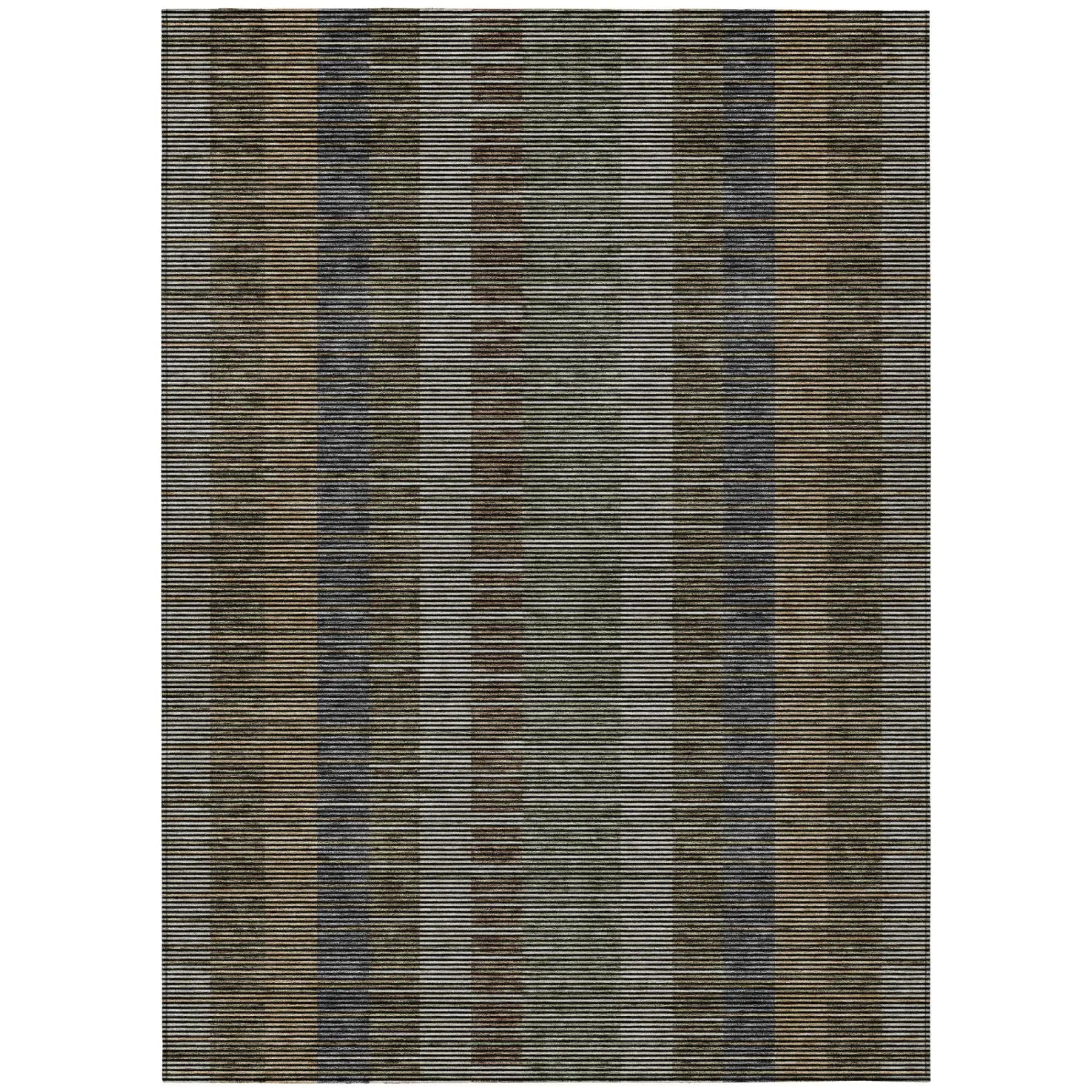 8' X 10' Black And Graphite Striped Washable Indoor Outdoor Area Rug Homeroots Outdoor