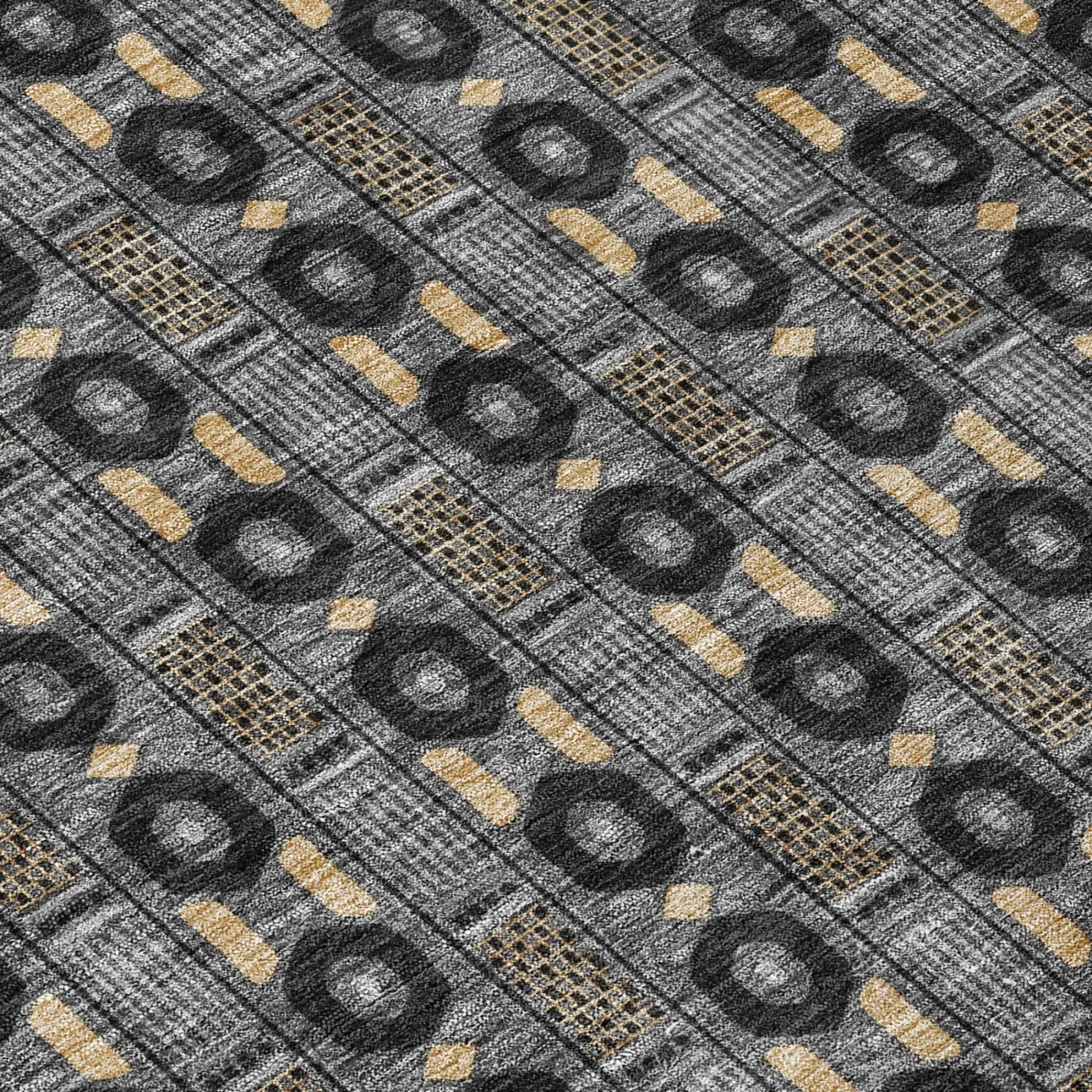 8' X 10' Black And Graphite Striped Washable Indoor Outdoor Area Rug Homeroots Outdoor