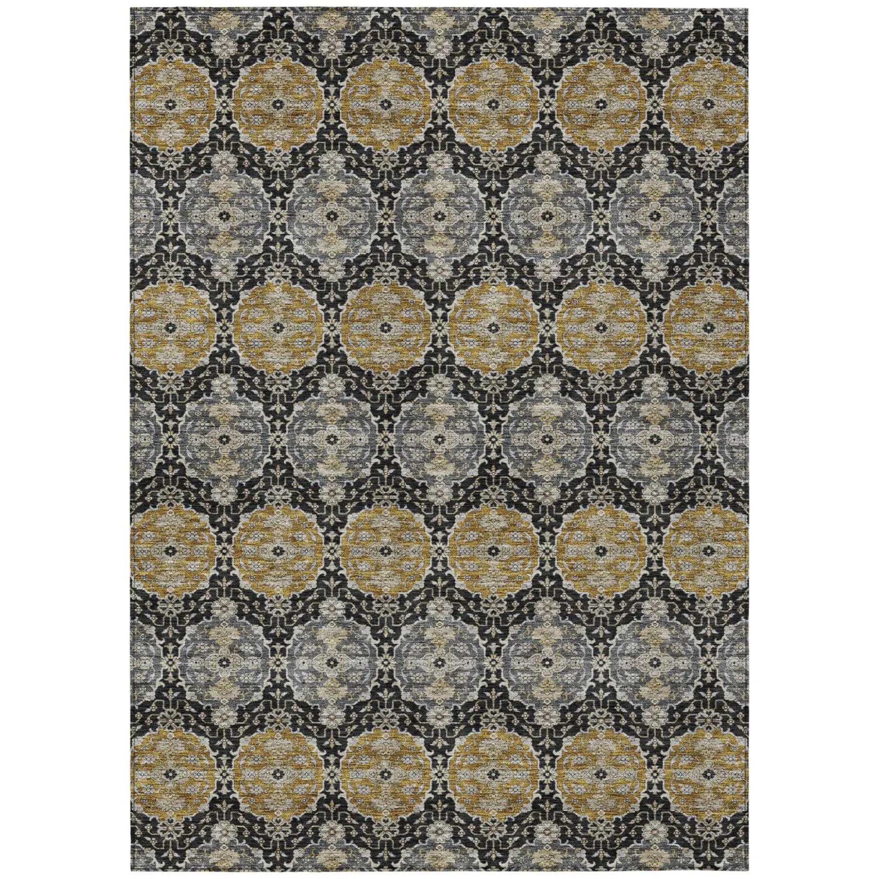 8' X 10' Black And Graphite Striped Washable Indoor Outdoor Area Rug Homeroots Outdoor