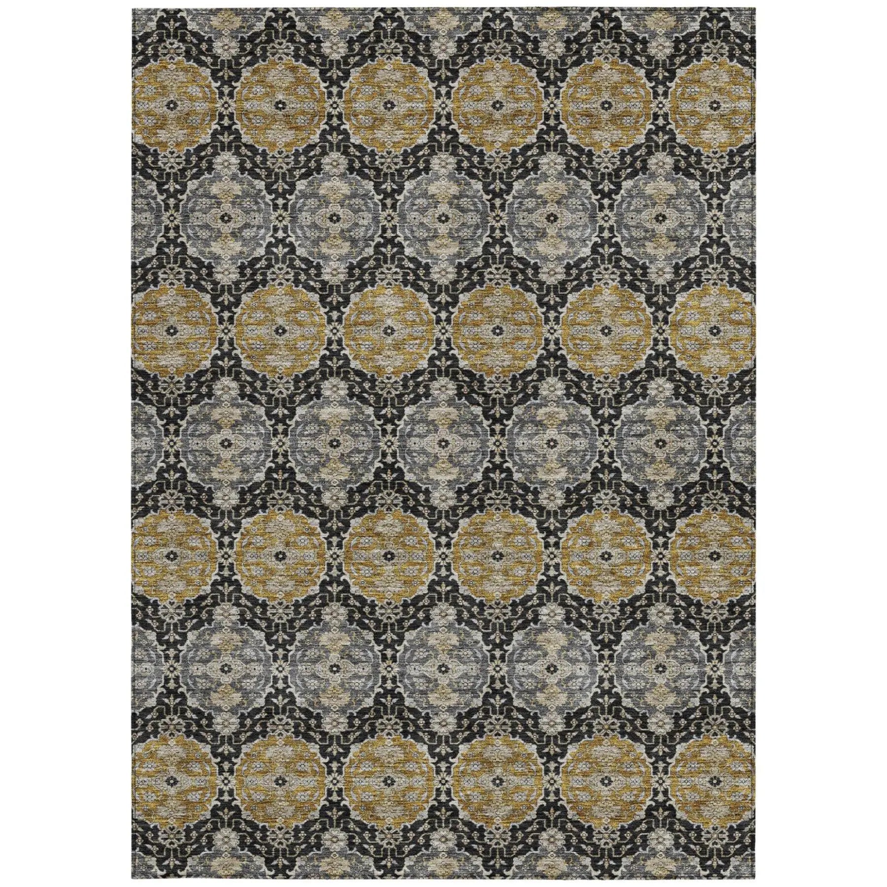 8' X 10' Black And Graphite Striped Washable Indoor Outdoor Area Rug Homeroots Outdoor