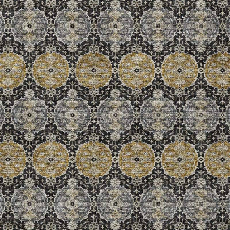 8' X 10' Black And Graphite Striped Washable Indoor Outdoor Area Rug Homeroots Outdoor