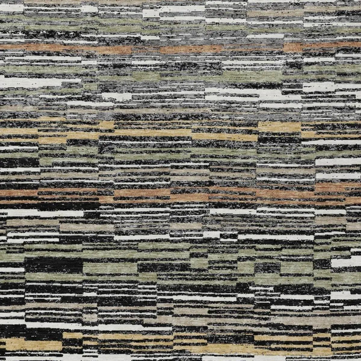 8' X 10' Black And Graphite Striped Washable Indoor Outdoor Area Rug Homeroots Outdoor