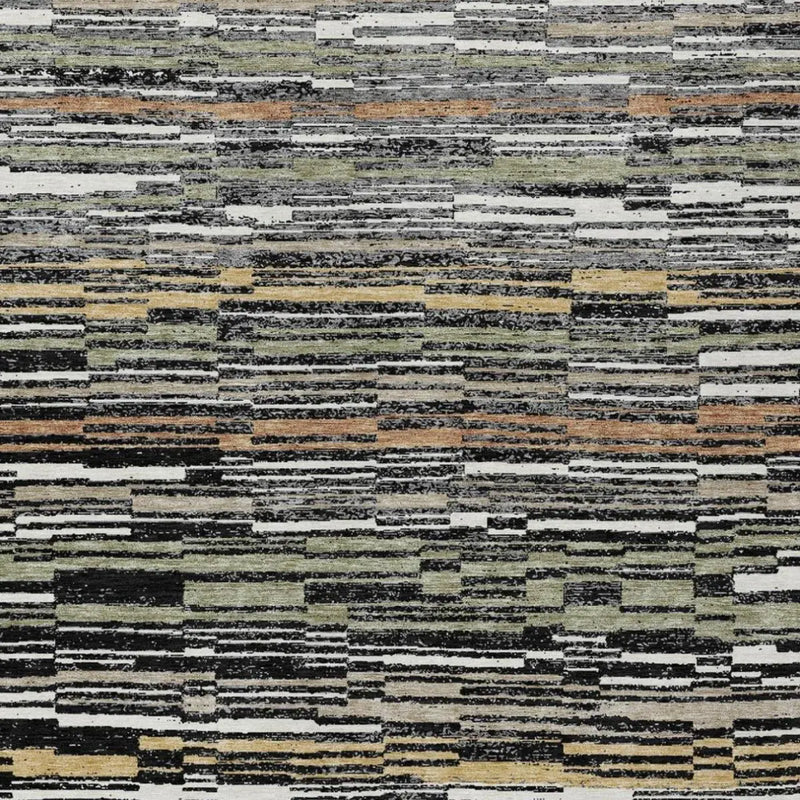 8' X 10' Black And Graphite Striped Washable Indoor Outdoor Area Rug Homeroots Outdoor